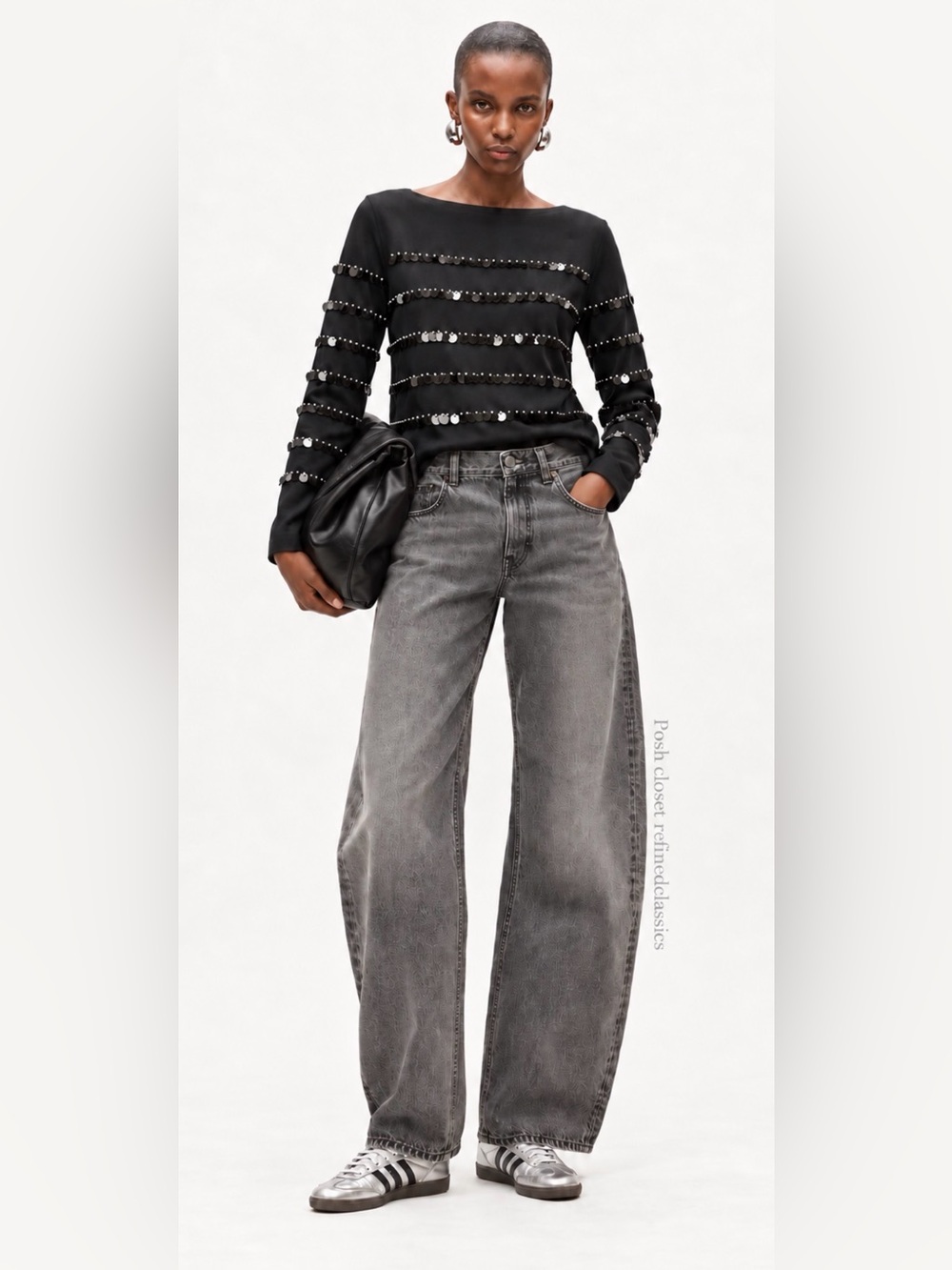 J.Crew Heavy jersey long-sleeve T-shirt with paillette embellishment